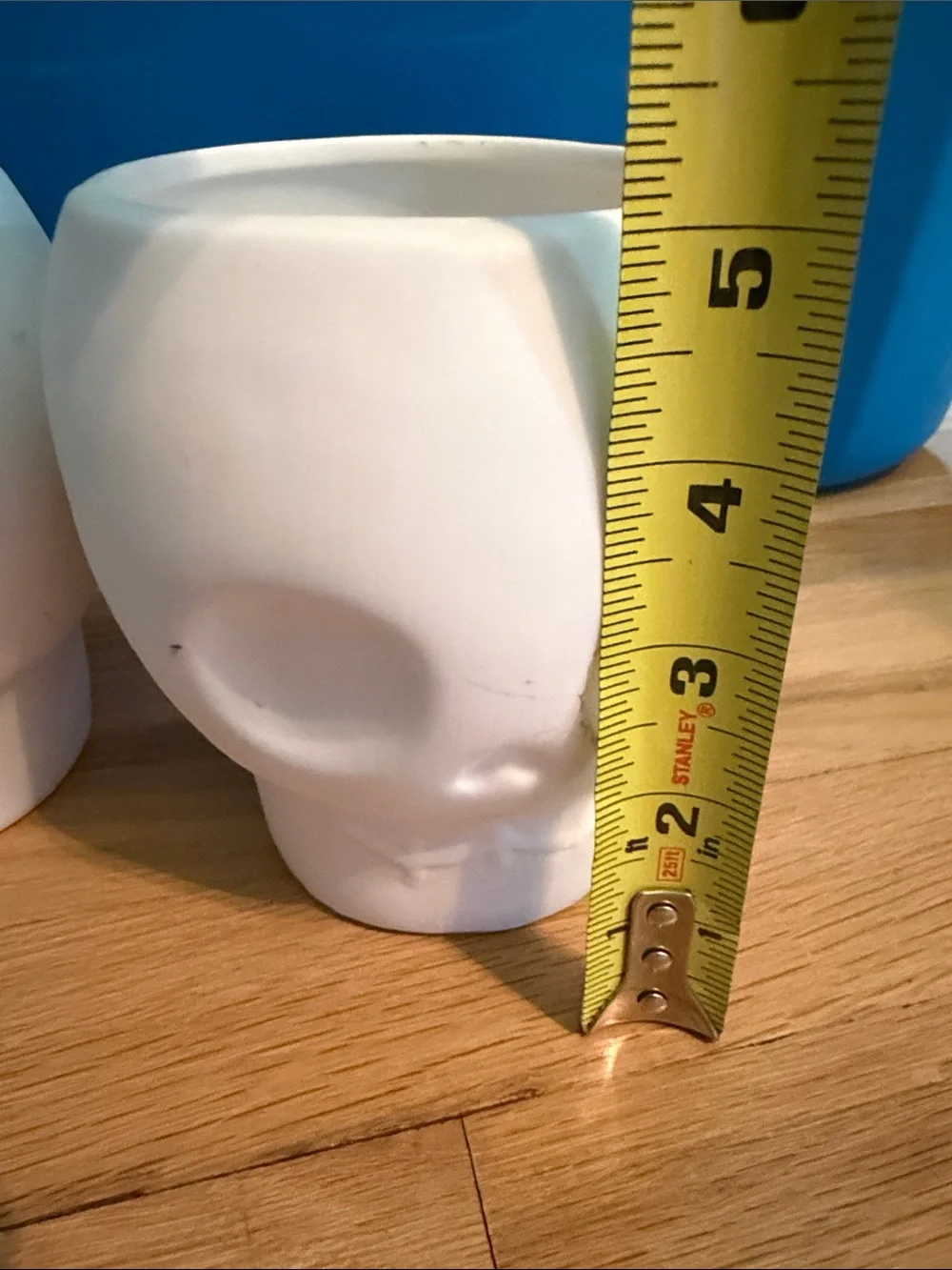 Set of 2 White Ceramic Skull Planter Pair - Home Accents
